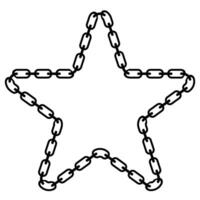 Black and white illustration of a star with chain. image. vector