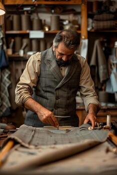 A man in a suit working on a suit photo