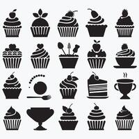cupcakes icons set design on a white background vector