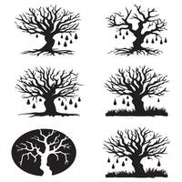 tree silhouettes set of four silhouettes of trees with leaves and branches vector