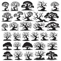 silhouettes of trees and bushes in various positions design on a white background vector