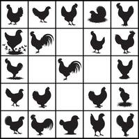 chicken silhouette set design on a white background vector