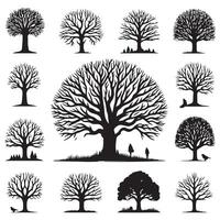 A collection of silhouettes of trees and grass design on a white background vector