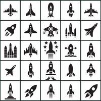 Creative set of rocket icons on white background vector
