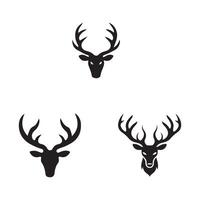 deer head icon set, black silhouette, design on a white background vector