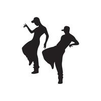 Two silhouettes of a man and woman dancing design on a white background vector
