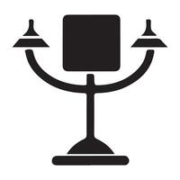 A black and white illustration of a candlestick design on a white background vector