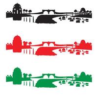 A four different silhouettes of the city design on a white background vector