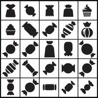 A black and white set of candy icons design on a white background vector