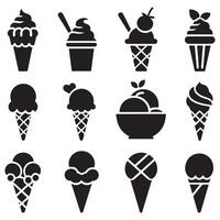 Creative ice cream icons silhouette design on a white back ground vector