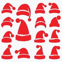 santa hats set of red christmas hats design on a white background vector
