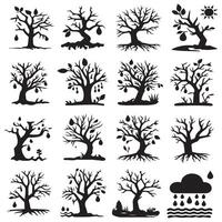 tree icons set with different types of trees design on a white background vector
