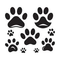 Creative set of paw prints and paw prints design on a white background vector