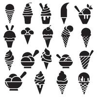 silhouette ice cream icons set design vector