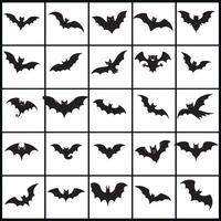A set of silhouettes of bats on a white background vector