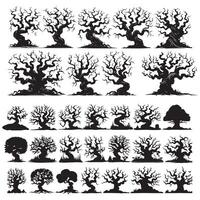 Various tree silhouettes set design on a white background vector