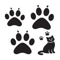 A black cat and a dog paw print design on a white background vector