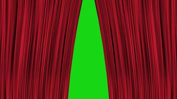 Closed, open deep red heavy curtains moving. video