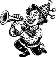 Clown trumpet illustration in sketchy style vector