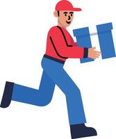 Running delivery man icon in flat style vector