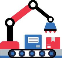 A flat style icon of conveyor robot sorting packages vector