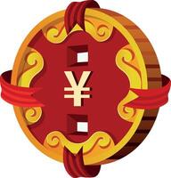 Chinese coin illustration in flat style vector