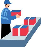 Package sorter organizing boxes, flat style icon vector