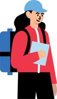 Delivery girl character icon in flat style vector