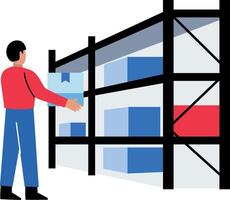 A flat style icon of a character organizing stocking shelves vector