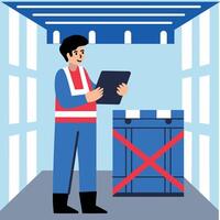 A flat style icon of a character doing shipment inspection vector