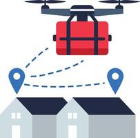 Drone delivery tracking icon in flat style vector