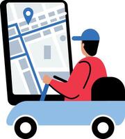 Tracking driver route icon in flat style vector