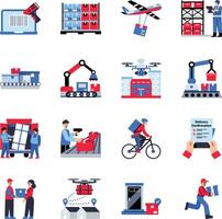 Collection of Flat Style Logistic Icons vector