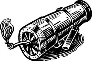 Sketchy illustration depicting a circus cannon vector
