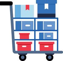 A flat style icon of package trolley filled with boxes vector