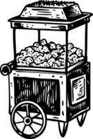 Sketchy illustration depicting a popcorn machine vector