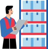 Inventory checking character icon in flat style vector