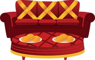 Asian couch and table, flat style illustration vector