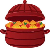 A flat style illustration of chinese food pot vector