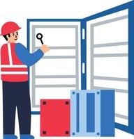 Warehouse checking character icon in flat style vector