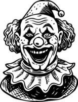 Laughing clown character, vintage style illustration vector