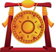 A flat style illustration of traditional gong bell vector