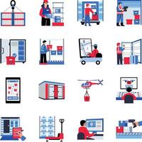 Bundle of Flat Style Shipment Icons vector