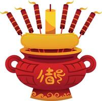 Incense burner flat illustration vector