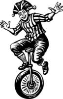 Vintage character illustration of a circus unicyclist vector