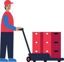 A character doing warehouse work, flat style icon vector