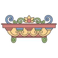 Colorful ornamental shelf design with floral and scroll elements vector