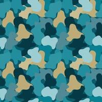 Abstract Seamless Camouflage Pattern in Shades of Blue and Beige for Modern Background and Textile Design vector
