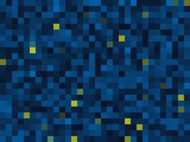 abstract digital pixel pattern with blue and yellow mosaic design, square geometric texture vector