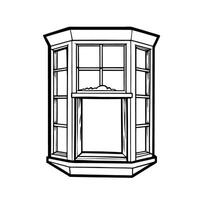 Bay window outline drawing architectural sketch of casement design vector